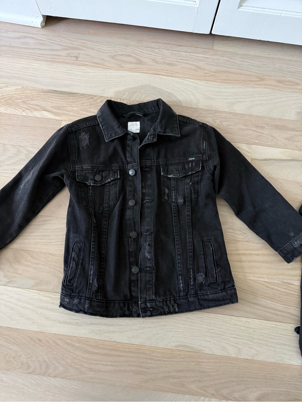 Kids Black Denim Jacket - Casual Button-Up Coat
